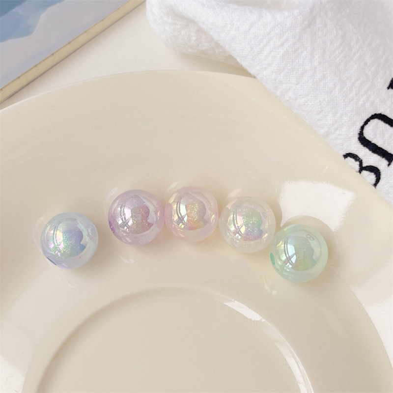 Meteor Luminous Acrylic Round Beads Straight Hole Uv Loose Beads DIY Beaded Pen Mobile Phone Chain Keychain Hair Band Accessories