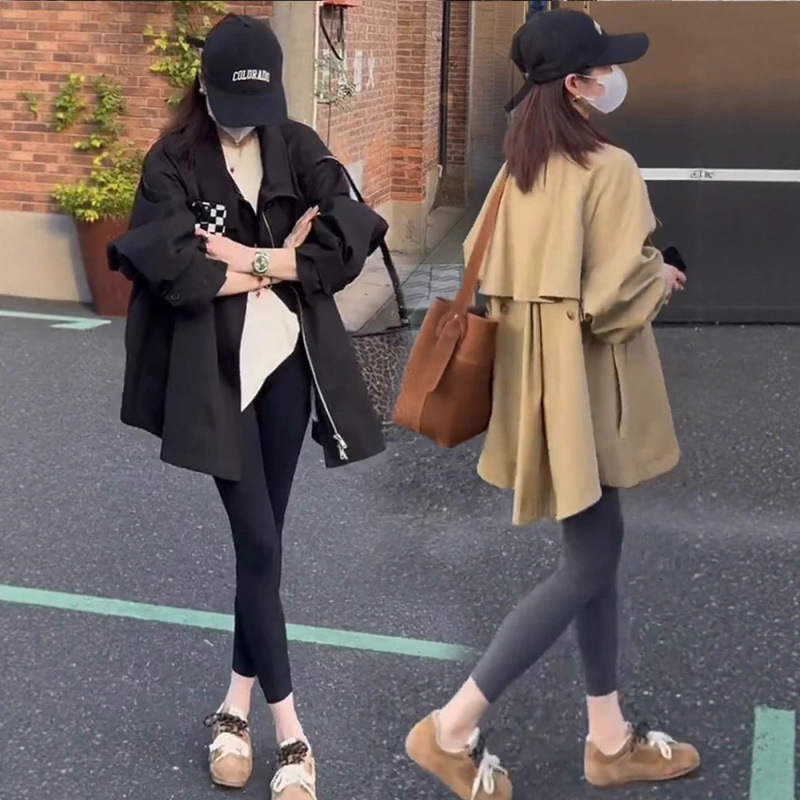 High-End Windbreaker Jacket for Women 2025 Spring & Fall New Korean Style Casual Loose Mid-Length Top for Small People