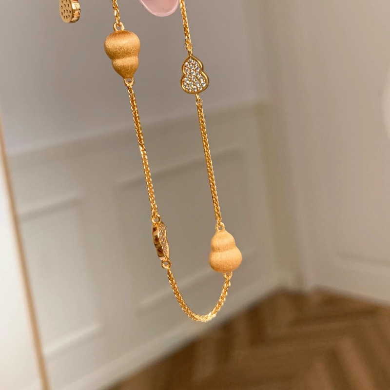 中古金色拉丝碎冰冰葫芦手链女vintage古法传承手串小众设计手饰|undefined
