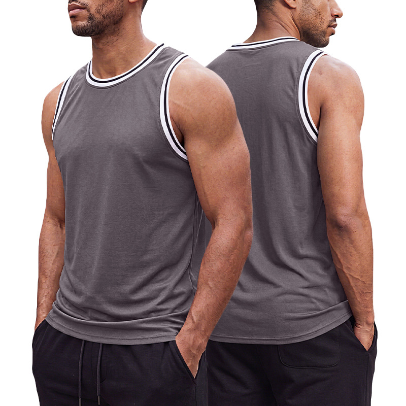 Comercio exterior transfronterizo americano pesado ocio hombre color de contraste sin mangas hombro deportivo holgado multicolor chaleco de fitness diario