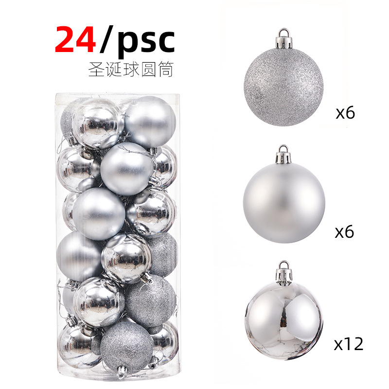 Adornos de Navidad 3/4/6/8cm24 juego de bolas de Navidad bolas de colores bolas de plástico galvanizado colgante de árbol de Navidad