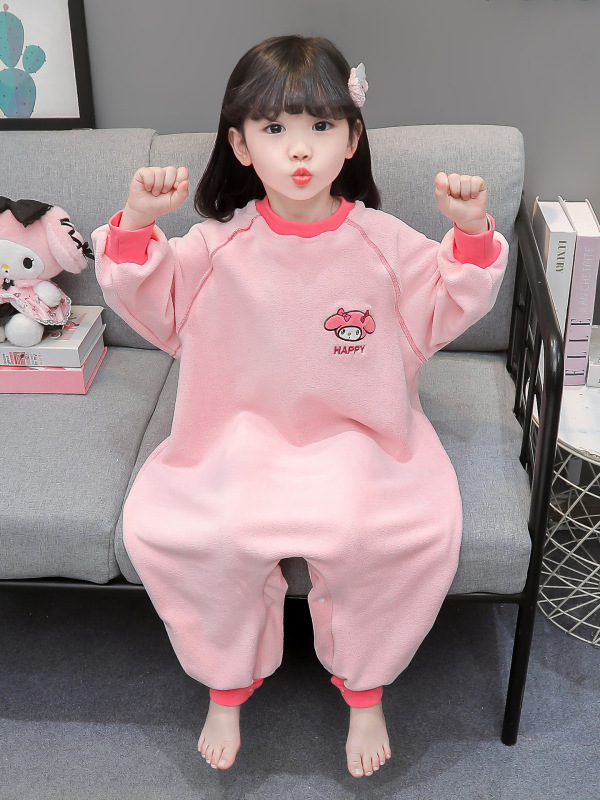 女童连体衣秋冬季奥粒绒2025新款睡衣小女孩保暖家居服防着凉睡袋|undefined