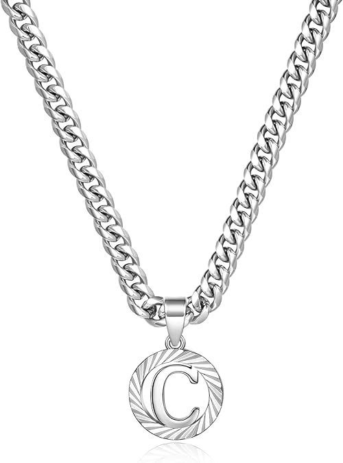 Collier cubain en or blanc, style européen et américain, 26 lettres, style clavicule, inaltérable. Bijou inaltérable._voghion.com