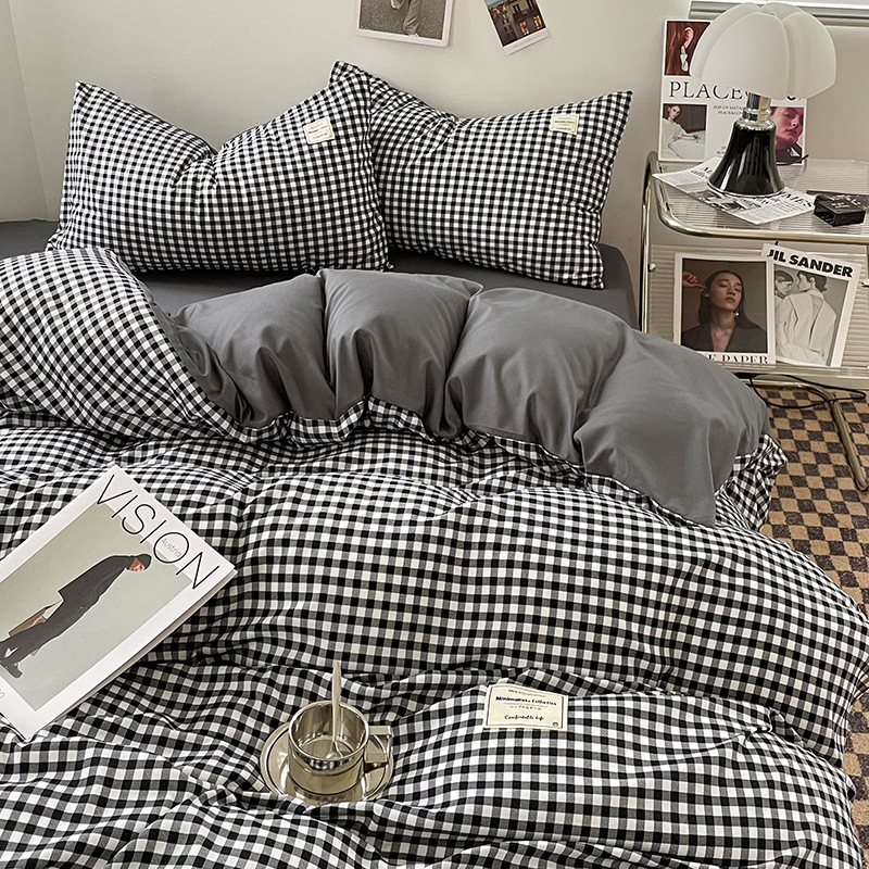 日本式水洗い綿純色四点セットシンプル無印風学生寮純綿三点セット純綿シーツ