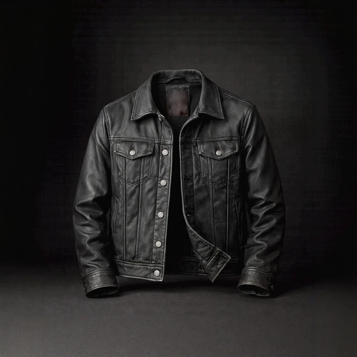 2026 New Independent Brand Men's Retro Lapel Leather Jacket American Workwear Trendy Biker Leather Jacket