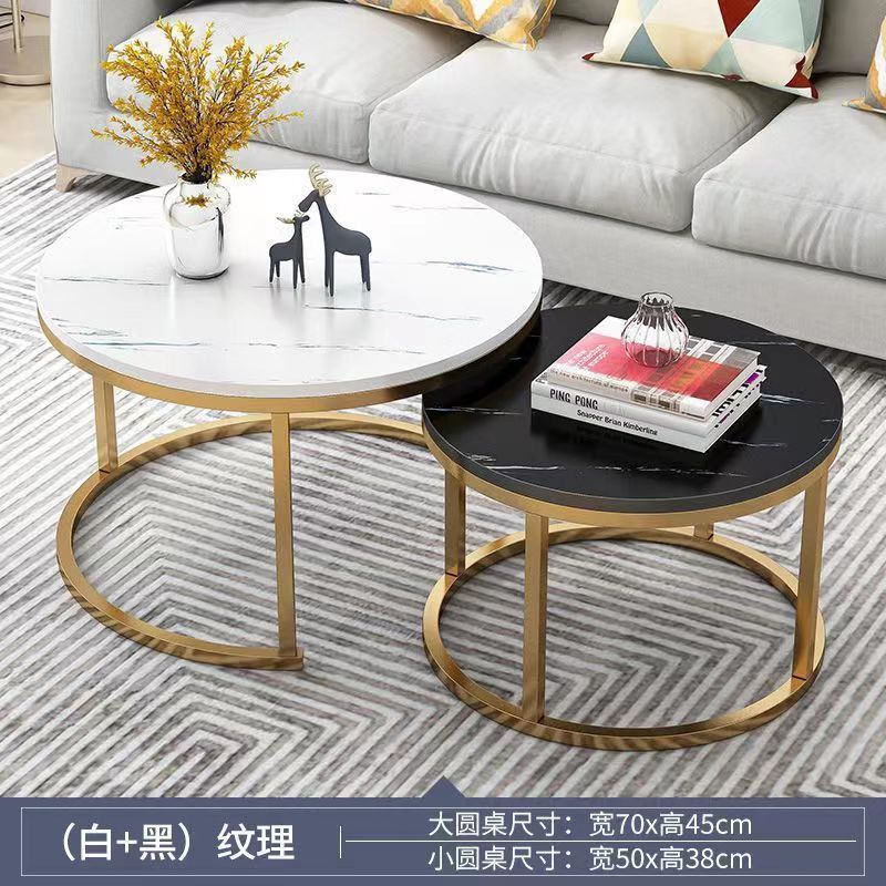茶几轻奢现代小户型客厅家用圆形桌简约大理石is意式创意铁艺茶桌|undefined