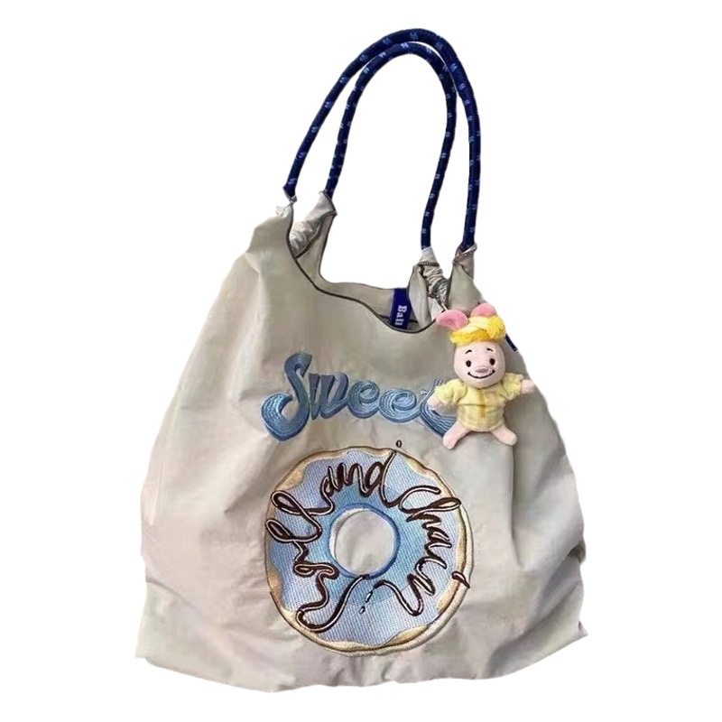 Bolsa de compras impermeable bordada, bolso de nailon, bolso de lona, bolso de tela informal, bolso de mujer, bolso de hombro de gran capacidad, ultraligero
