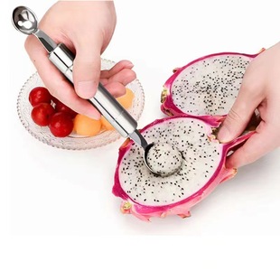 Factory Direct supply stainless steel fruit spoon dessert DIY double-headed ball spoon carving knife for fruit platter