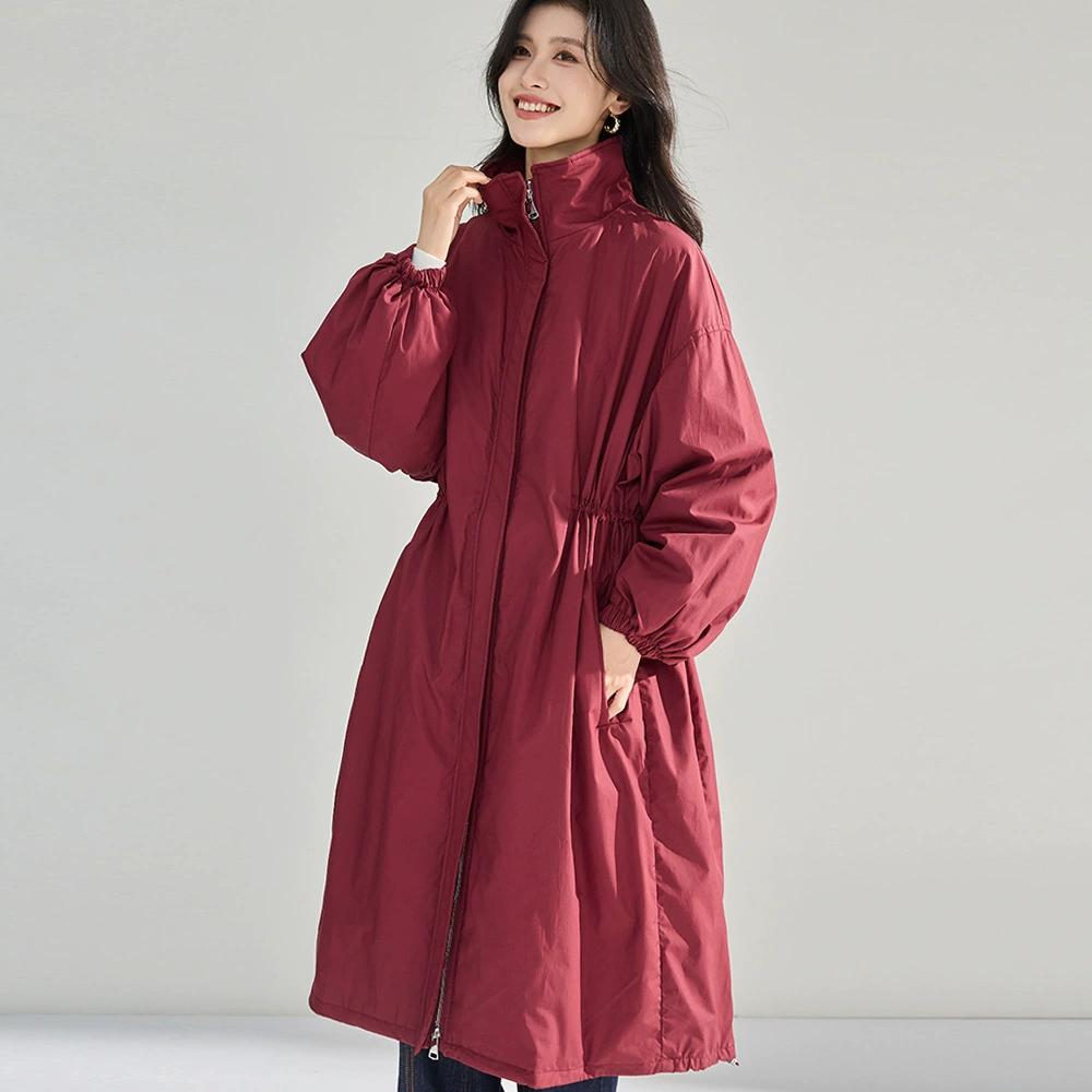 Demi-season trench coat, brace, down jacket, goose down, Korean style, loose fit, drawstring