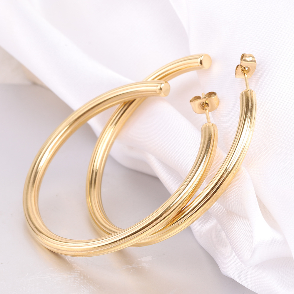 Solid Color Pattern Women's Gender 1 Pair Simple Style Solid Color Plating Metal Gold Plated Earrings