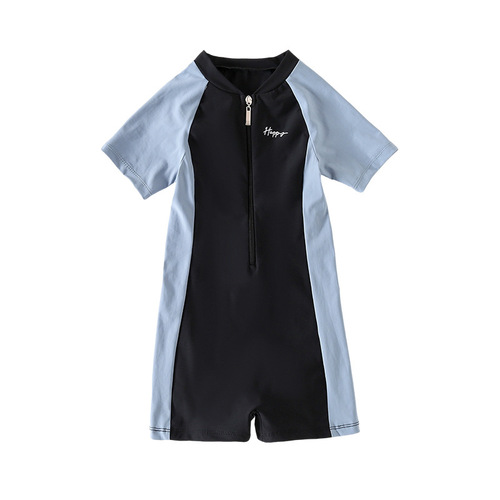 Summer New Children's One-piece Han Style Short-sleeve Swimwear for Girls, Sun Protection, Quick-drying Hot Spring Diving Swimwear, Wholesale