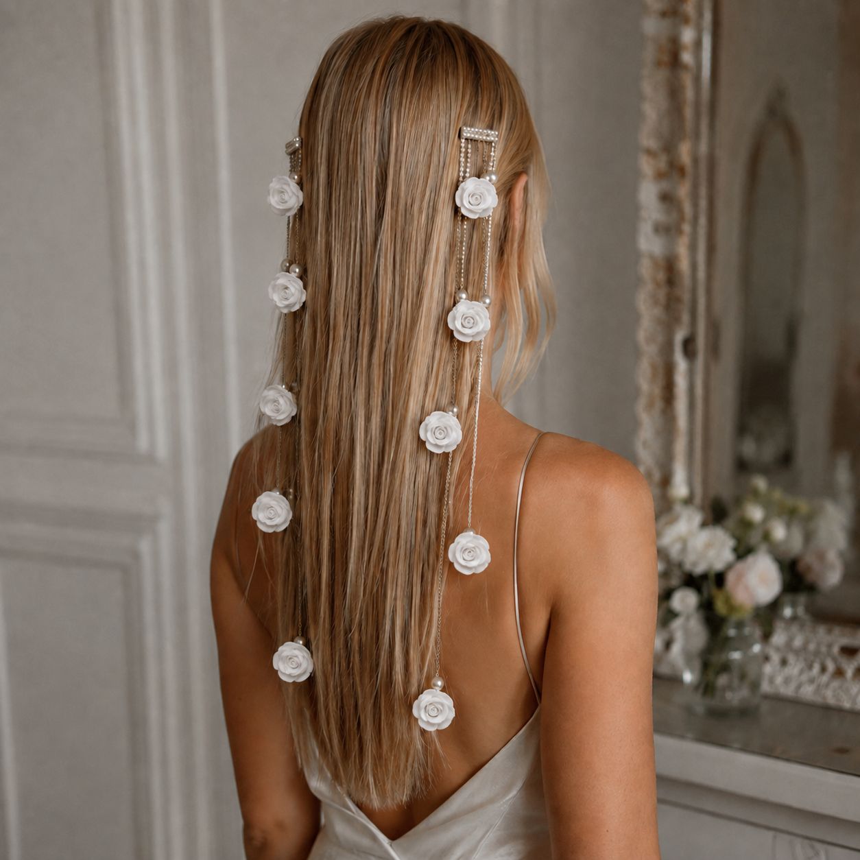 Cross-Border New Product Forest Style Tassel Bridal Headdress European and American Fashion Flower Hair Accessories on the Back of the Head Hair Chain Hair Chain