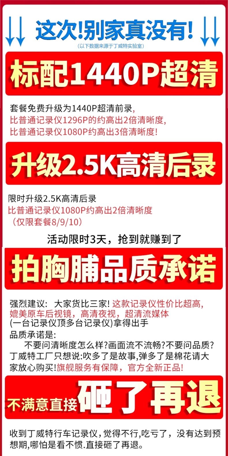Suitable for Dingwei car dashcam 4K HD 2026 new model, dual front and rear cameras, 360-degree panoramic view