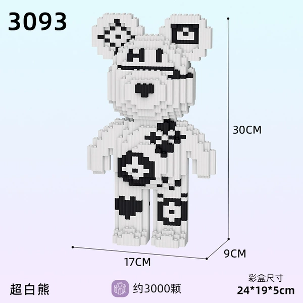 3093LH Super White Bear + Building Block Hammer (Height 30cm) New Product