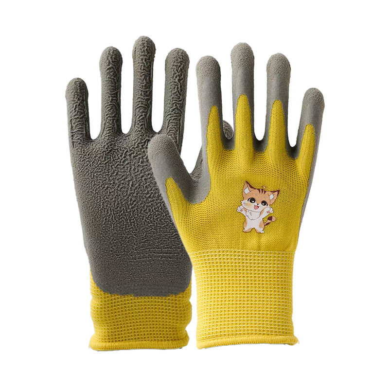 Guantes de protección para niños, camping para niños, engrosamiento, antideslizante, nitrilo, jardinería, deshierba, recolección, guantes de látex para el mar