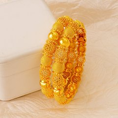 24K金メッキブレスレット ドバイの花嫁 インド ナイジェリア 女性用ウェディング サンドゴールドジュエリー 卸売 金蟾要素