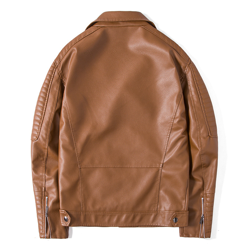 Men's Clothing This autumn, men's lapel leather jacket, casual fashion, short style, handsome style, youth wear trendy brand_voghion.com