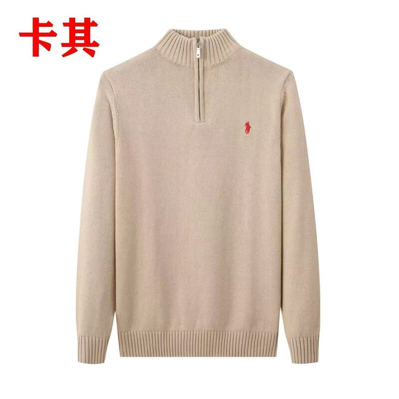 Cross-Border Autumn and Winter Paul Embroidered Pony Logo Half-Zip Cable Knit Sweater Casual Pure Cotton Men's Polo Knitwear Cross-Border Autumn and Winter Paul Embroidered Pony Logo Half-Zip Cable Knit Sweater Casual Pure Cotton Men's Polo Knitwear