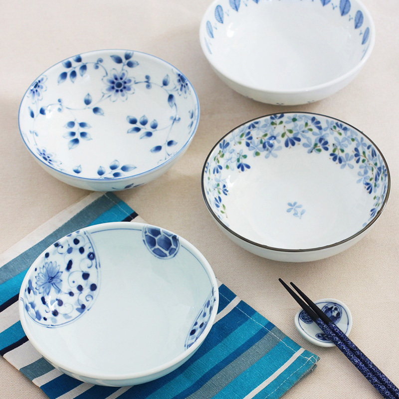 Authentic Japanese Imported Ceramic Tableware: Large Bowls, Small Bowls, Deep Plates with Glaze, Deep Plates with Floral Lines, Tangcao Soup Noodle Bowls