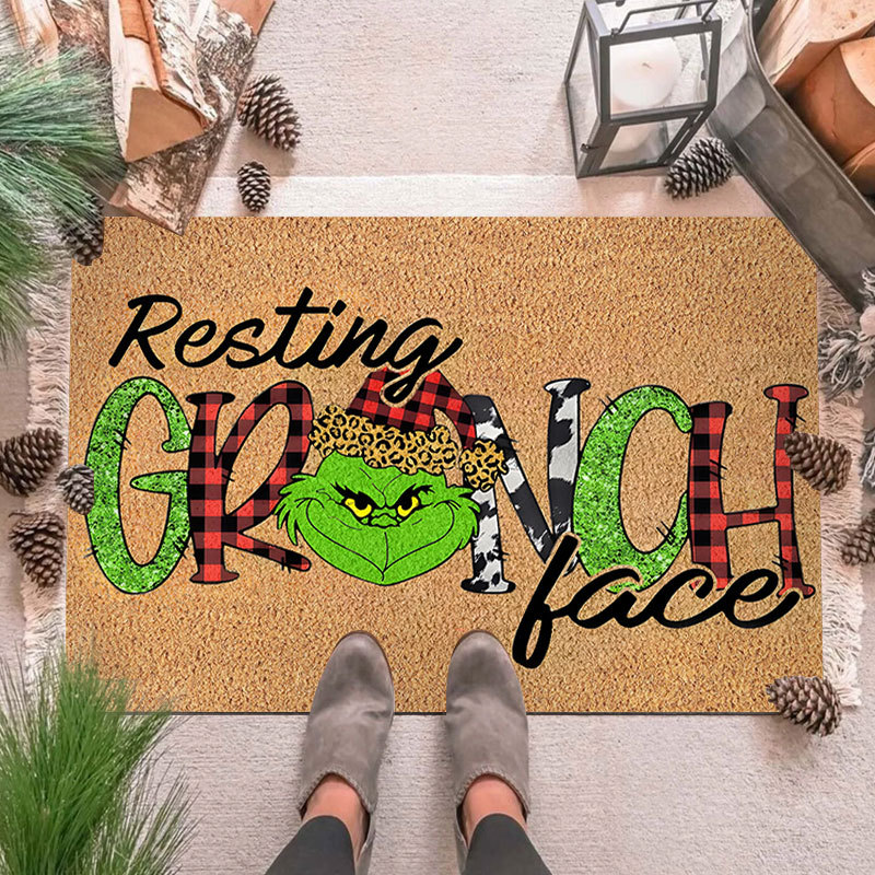 Alfombra de piso de payaso verde transfronteriza Grinch Navidad alfombra de puerta decorativa alfombra de piso al aire libre alfombra de vacaciones de Navidad