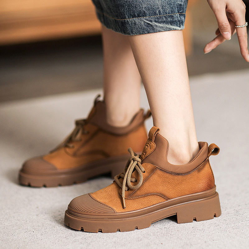 断码特价！复古马丁靴厚底软底双拉链舒适短靴时尚休闲牛皮高帮鞋