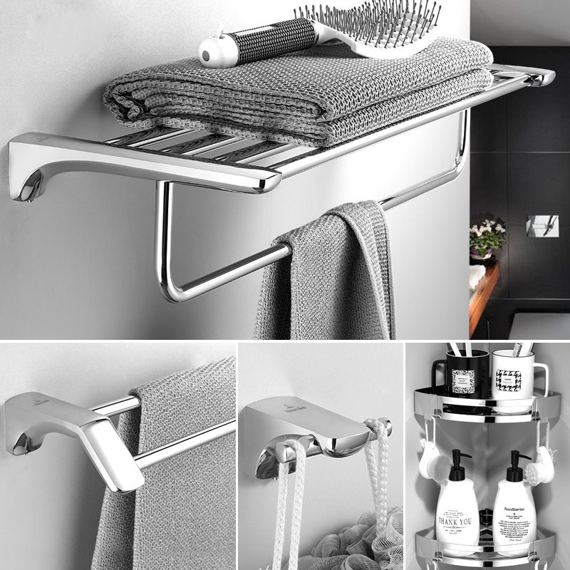 Stainless Steel Towel Rack, No-Drill Bathroom Towel Bar Storage Rack, Single/Double Rod Towel Holder Stainless Steel Towel Rack, No-Drill Bathroom Towel Bar Storage Rack, Single/Double Rod Towel Holder