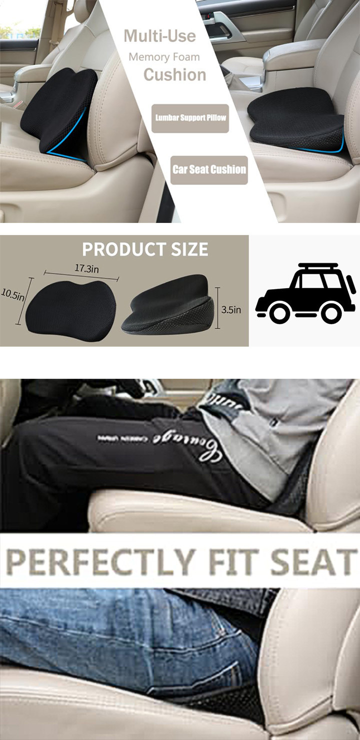 Cross-Border Car Small Seat Cushion for Driving, Universal Butt Pad for All Seasons, Small Waist Pad, Summer Dual-Use Seat Cushion and Lumbar Support