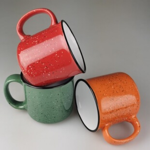 Large Caliber Star Point Ceramic Cup Export Vintage Imitation Enamel Cup Mug Spray Point Coffee Cup LOGO Marlboro Cup