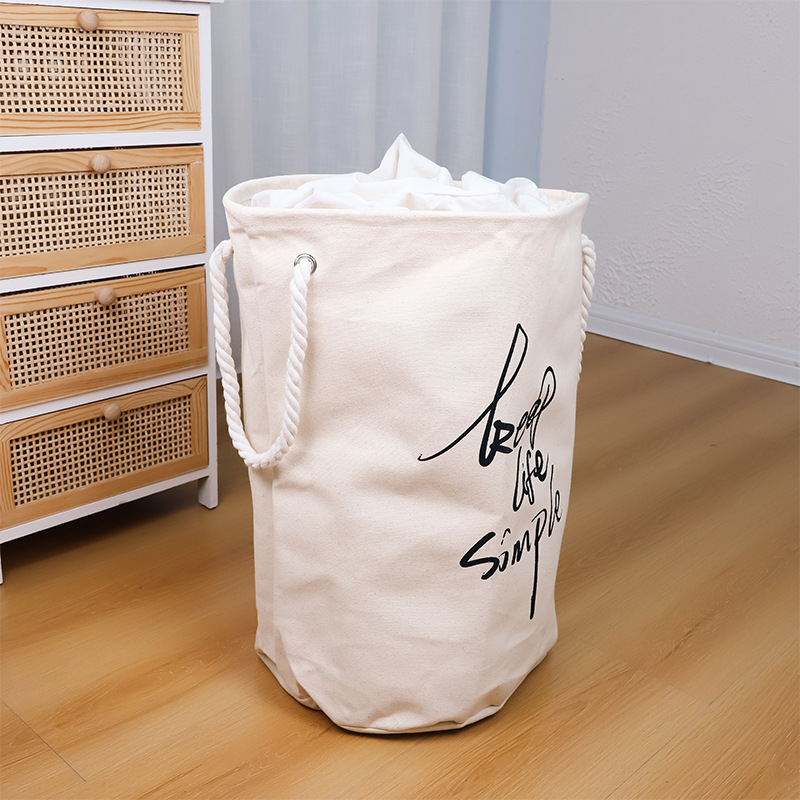 Cesta de ropa sucia de lona, oreja de cuerda de algodón, cesta de almacenamiento simple de vida, barril de almacenamiento, dormitorio doméstico, ropa interior, ropa