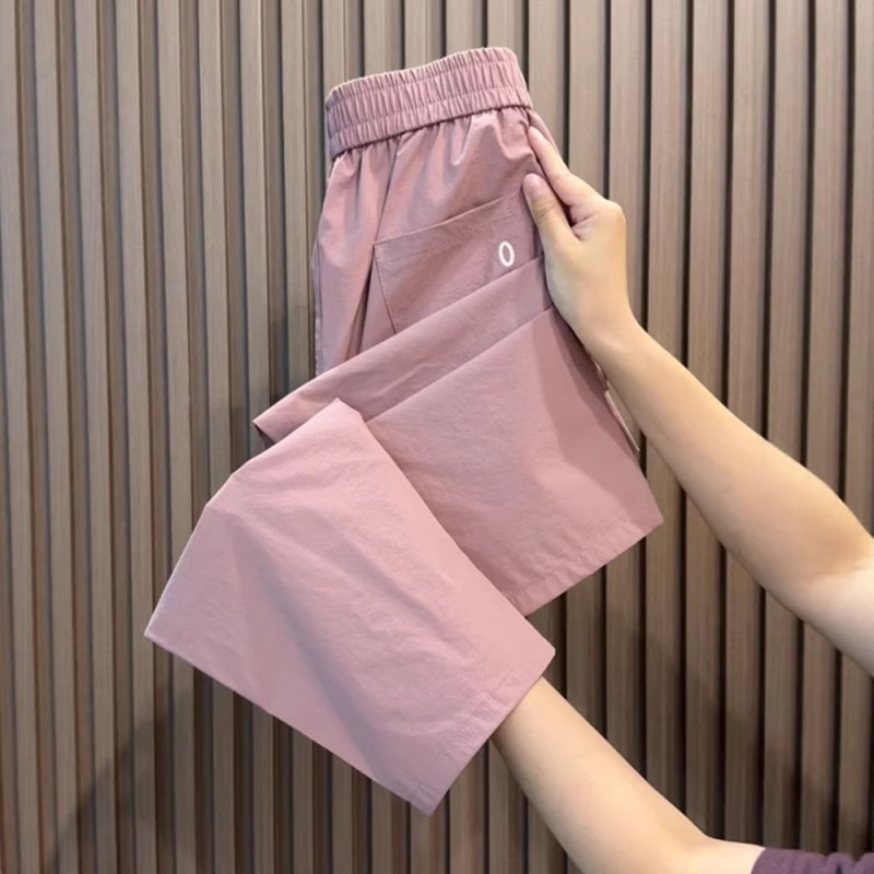 Ice Silk Harem Pants for Women, Summer Thin Loose Fit, Slimming Plus Size Casual Straight-Leg Cropped Quick-Dry Jogger Pants