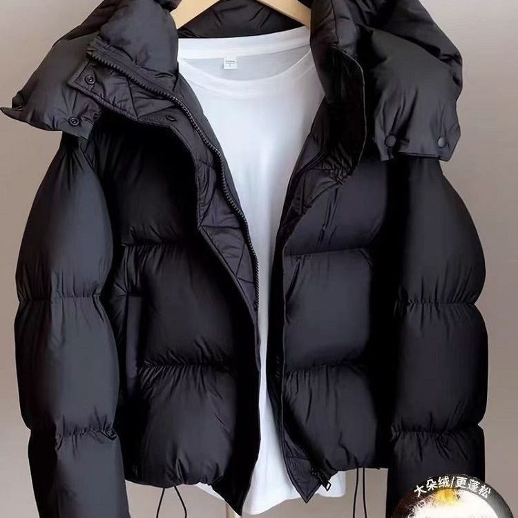 Trendy Short down Jacket for Women, 2025 Winter New Korean Style, Loose Thickened White Duck down Puffer Coat