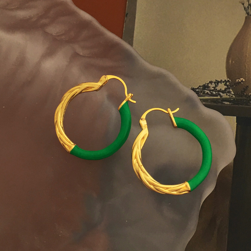 Simple Style Geometric Copper Earrings Enamel Plating Copper Earrings