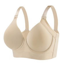 跨境欧美大码无痕光面钢圈内衣聚拢调整型文胸运动美背深V女胸罩