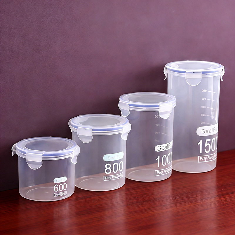 Cross-Border Transparent Plastic Fresh-Keeping Sealed Jar Food Storage Jar Kitchen Grain Storage Box with Lid Storage Jar