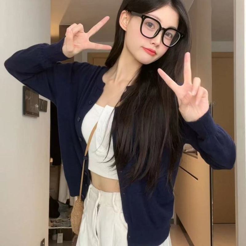 春季2025年新款宽松显瘦薄款长袖针织开衫韩版休闲毛衣外套女上衣|undefined