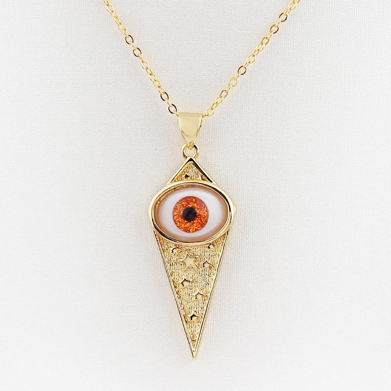 Retro Eye Rhombus Copper Necklace Inlaid Resin Copper Necklaces