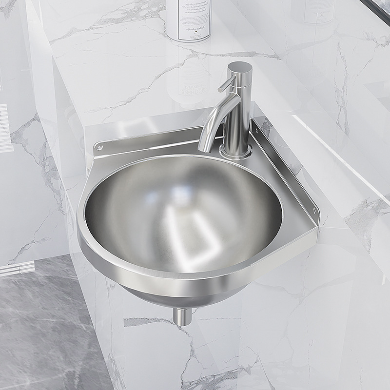 Stainless Steel Mini Small Apartment Small Triangular Basin Wall-Mounted Washbasin Home Bathroom Washbasin Small Basin
