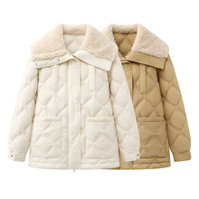 现货 2025冬新款女休闲时尚百搭菱格压线中长外套羽绒服3J4K326