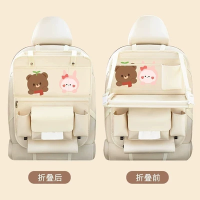 back storage bag, car seat back: Car table board - ice-cream-rabbit-bear-foldable-dining-table-tissue-box