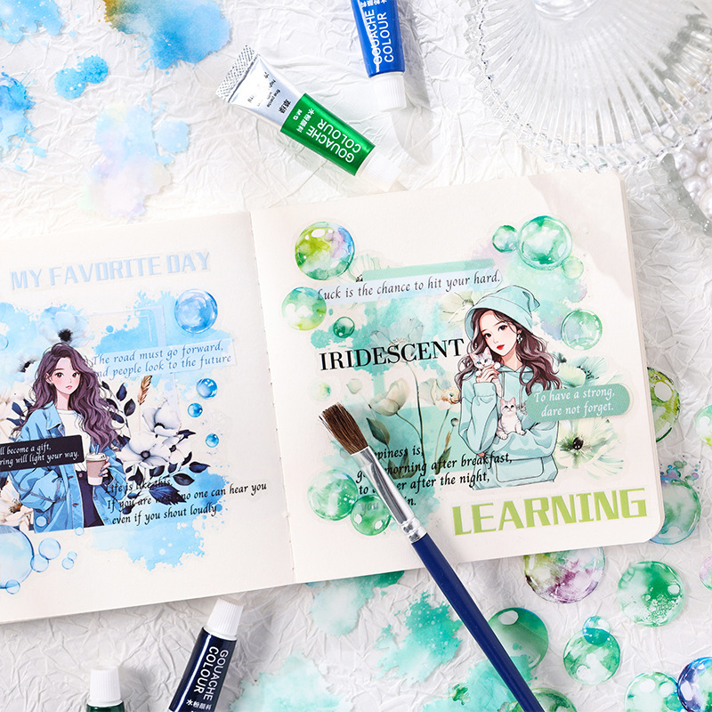 Silica de vidrio transparente pegatinas impermeables para pet diy diario de mano pegatinas decorativas artísticas pegatinas transfronterizas de tinta