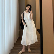 IN BLUE 红人店同款！新中式国风万针刺绣亚麻醋酸背心裙连衣裙女