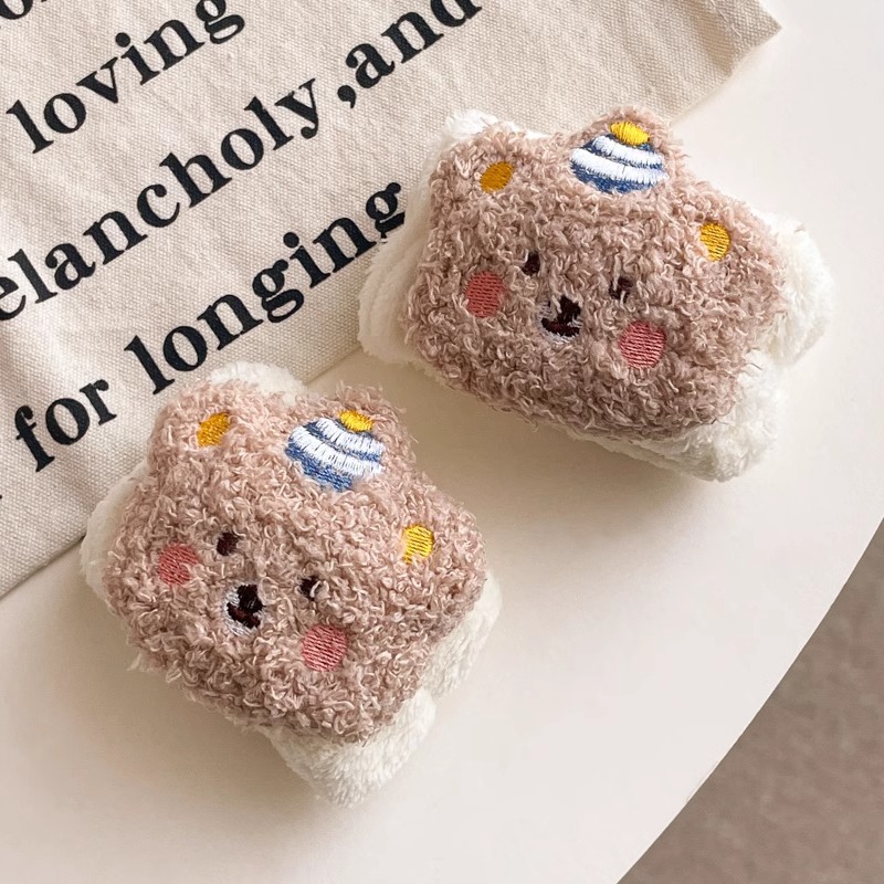 Caricatura encantadora muñeca de peluche intestino grueso anillo de cabello oso caño invierno corda clip de cabello cola de caballo joyeros de cabello nueva chica