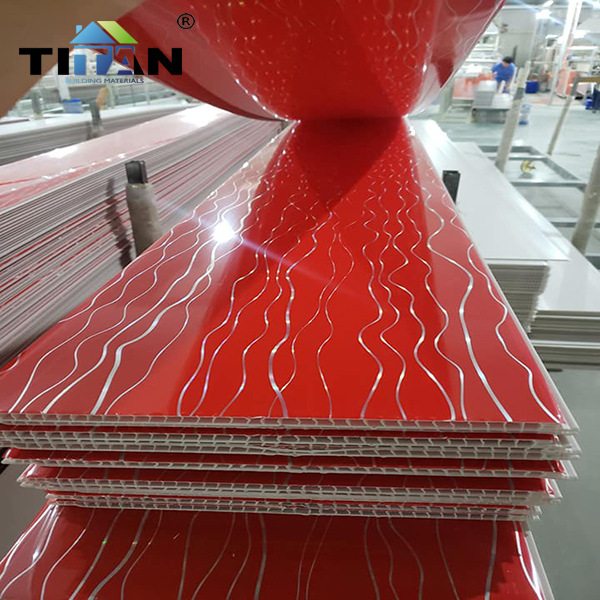 Tablero de transferencia de grano de madera de PVC para decoración de techo 7mm * 25cm 2,3 kg