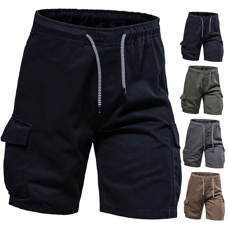 Comercio exterior al por mayor pantalones cortos de verano los hombres moda delgada marca casual deportes cinco puntos desgaste exterior playa pantalones moda suelta