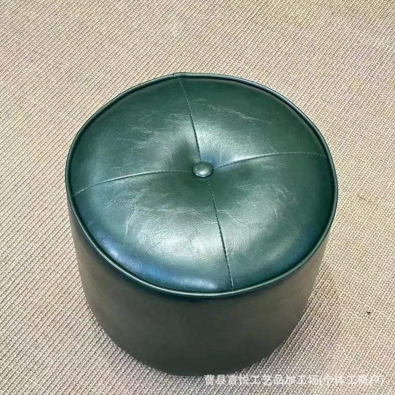 新款入户门口换鞋凳轻奢实木圆凳软包家用矮凳客厅茶几凳沙发圆凳|undefined