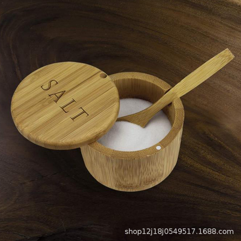 Simple woody seasoning bottle flipped round seasoning tank Kitchen…