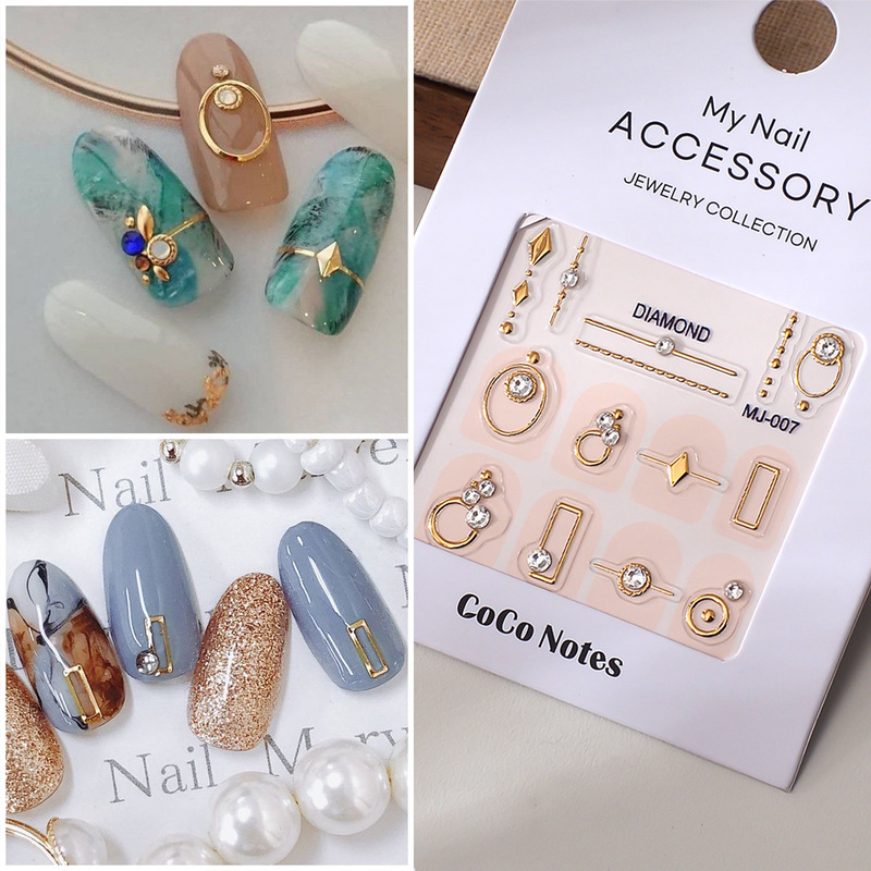 DIY Nail Art Stickers Luxury Transparent Nail Art Wholesale Cut Out Hot Stamping Diamond Wearable Nail Jewelry Circle Nail Patch