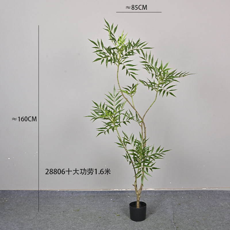 偽の緑の植物、模擬南天竹、屋内鉢植えのトップ10の功績、大型床置き装飾品、リビングルームの軽い豪華なバイオニック植物|undefined