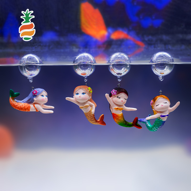 Tanque de peces creativo flotante ligeramente gordo sirena micro paisaje bonsai decoración paisaje decoración acuario marino diver