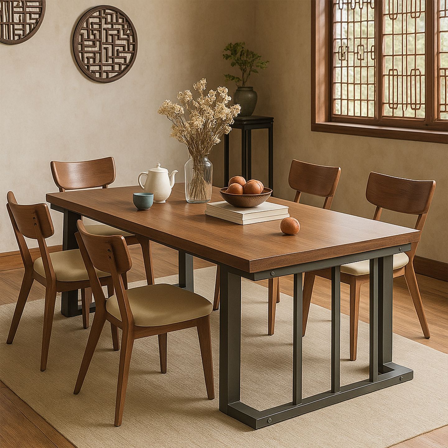 Dining Table, Commercial Dining Table and Chair Combination, Living Room Simple Dining Table, Household Small Apartment Rental Room Rectangular Table